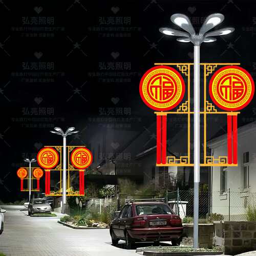 路灯杆装饰挂件户外防水城市亮化发光节日造型景观灯LED中华鼓灯