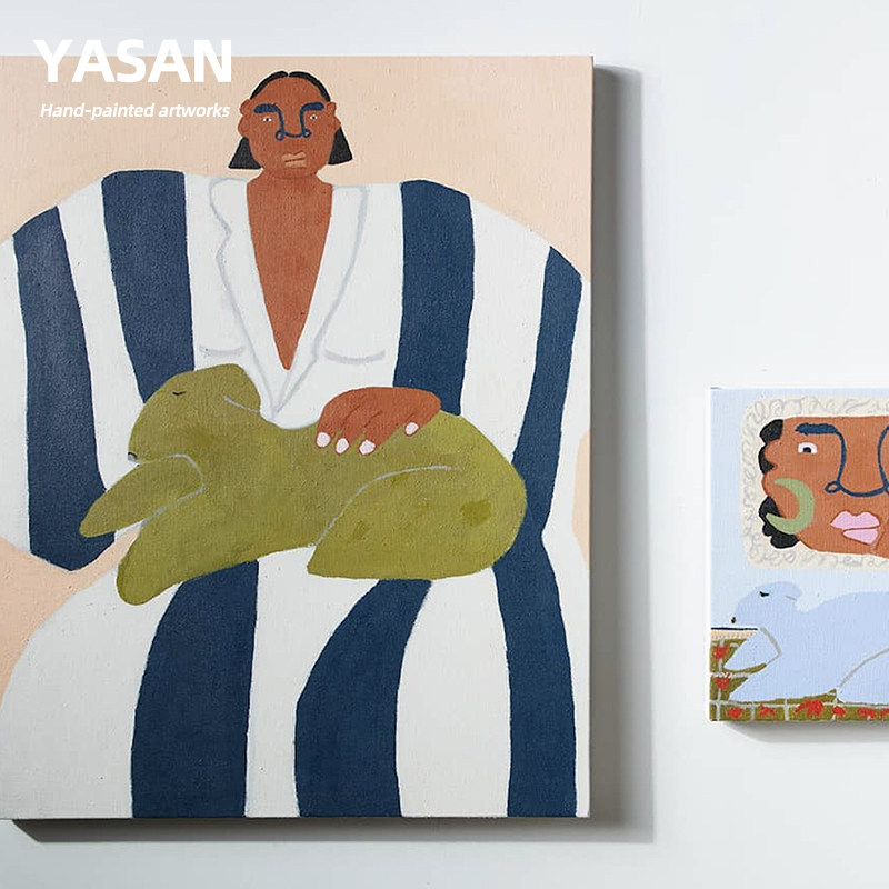 YASAN 手绘客厅装饰画趣味人物个性卧室挂画大尺寸沙发背景墙油画