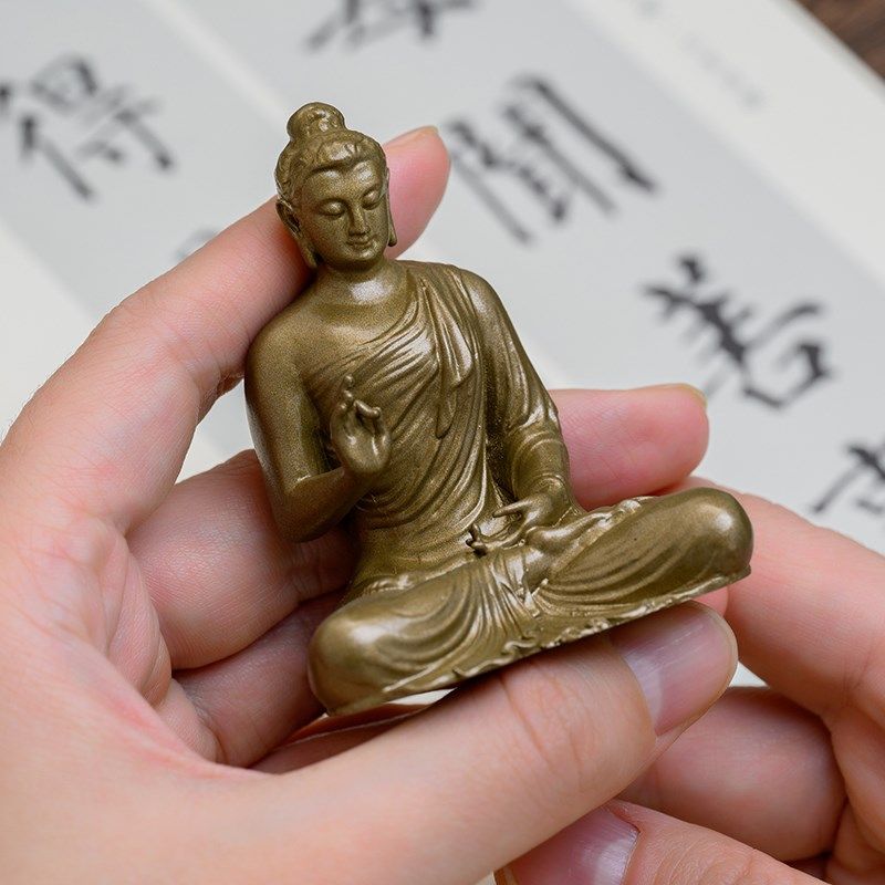 药师佛佛像摆件纯黄铜像供奉如来药师佛随身佛禅意中式家居装饰品