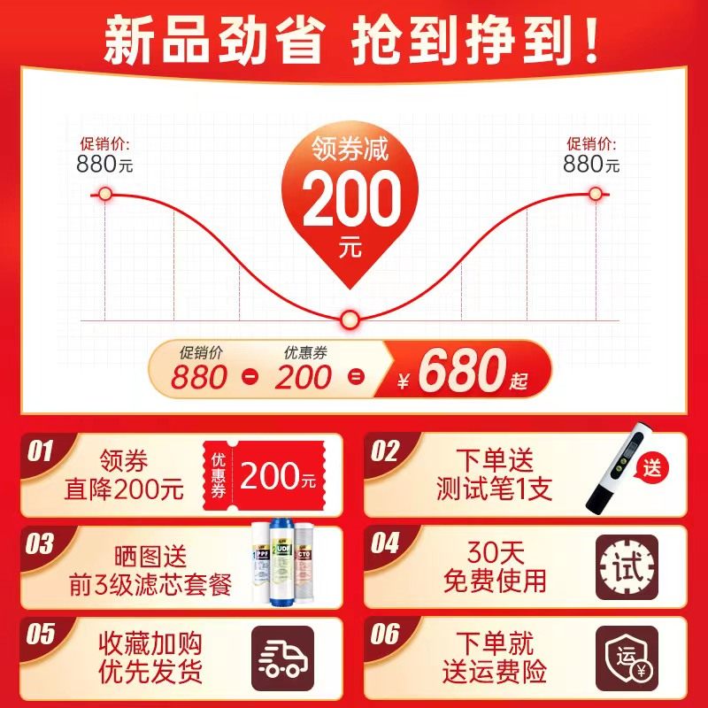净水器家用直饮ro反渗透自来水纯水机壁挂厨下式厨房过滤器净水机