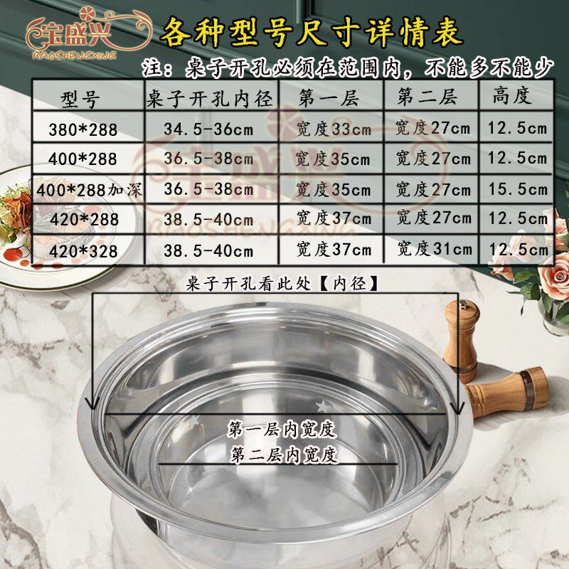 火锅锅圈加深碳铜锅下沉式锅圈火锅桌涮羊肉专用加深底座碳炉