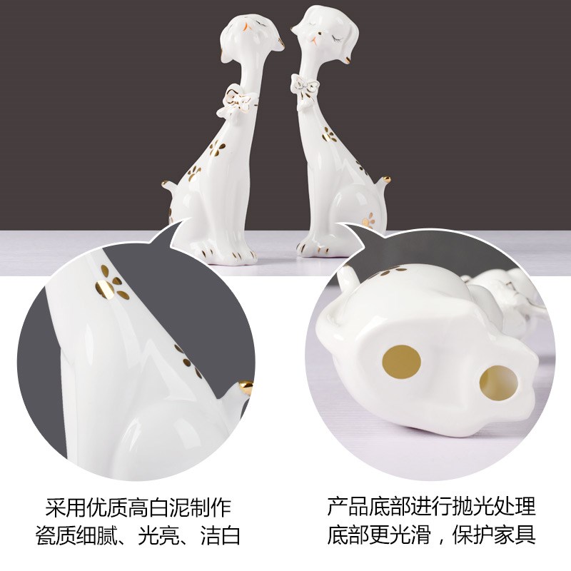 【情侣梅花狗】陶瓷工艺品摆件/创意摆设品/时尚家居装饰品