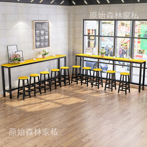 吧台桌家用靠墙高脚桌奶茶店桌椅组合长条窄咖啡桌阳台客厅酒吧台
