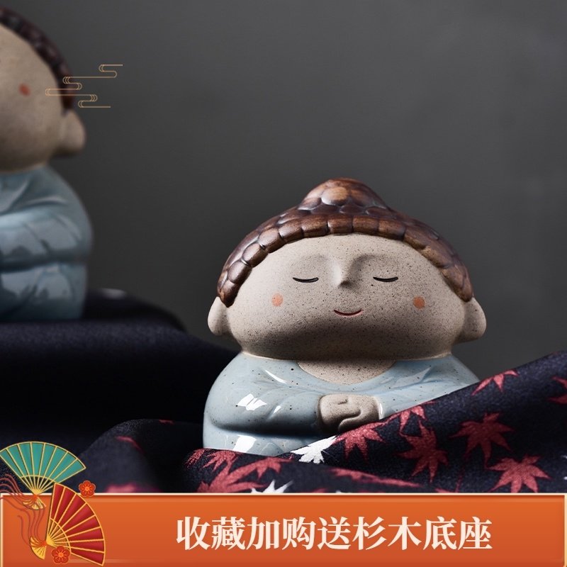 可爱菩萨小摆件汽车车载中控台装饰中式禅意陶瓷佛像文创乔迁礼物