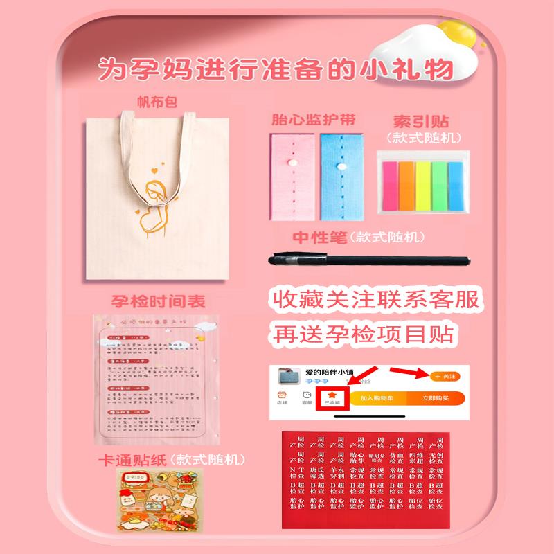 可爱孕检收纳册孕妈妈b超检查报告单收纳袋产检a4活页便携记录册