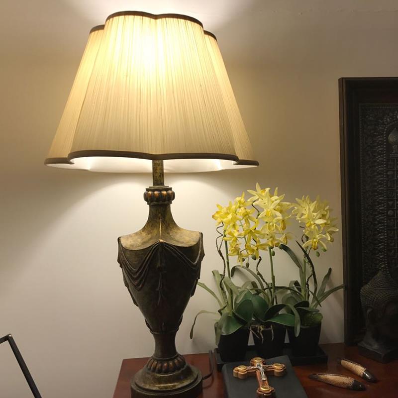 欧式布艺灯罩黄色梅花形小台灯落地灯用客厅卧室书房床头美式灯罩