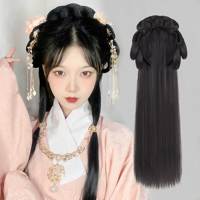 古装汉服假发包一体式发箍全头套头饰女古风唐代假发日常盘发发髻图片