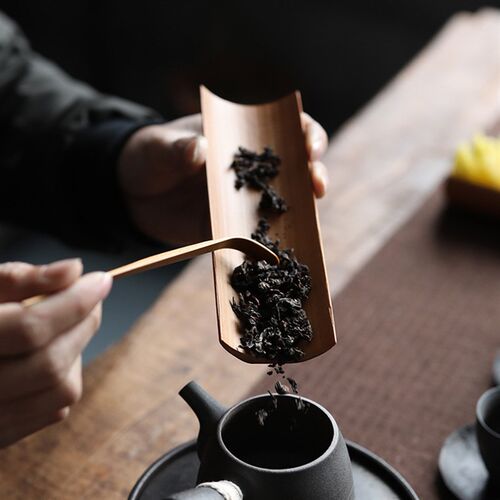天然竹制茶则茶荷竹茶拨二件套赏茶器茶巾托竹茶铲茶勺茶道配件