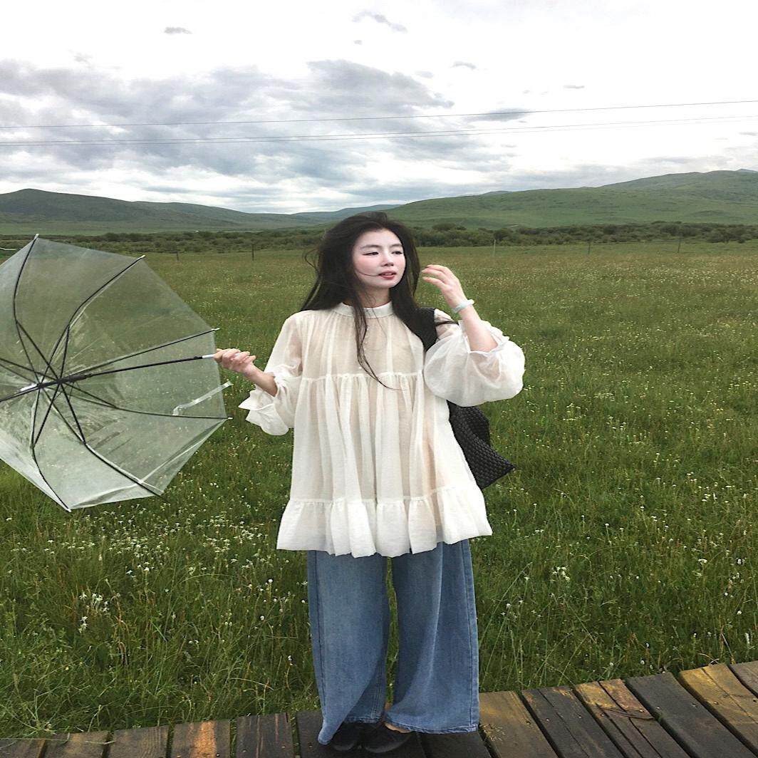 温柔风复古新款灯笼袖连衣裙女装春季小个子减龄宽松显瘦长袖短裙