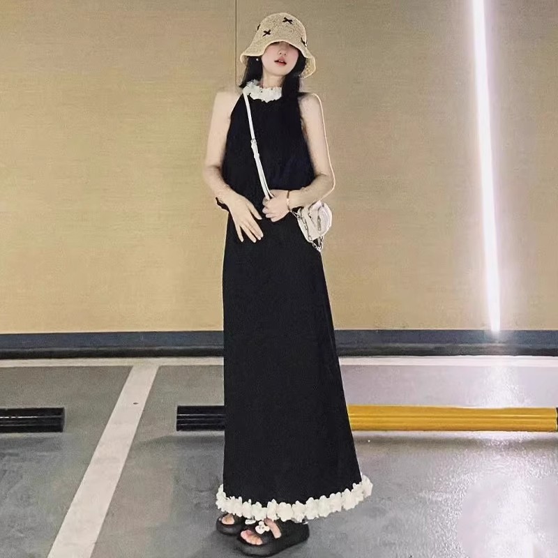 立体花瓣无袖连衣裙套装