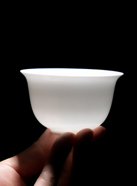 潮汕高骨瓷大中小号薄胎单个小茶杯反口杯家用陶瓷品茗杯功夫茶具