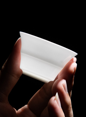 潮汕工夫茶杯薄胎骨瓷中式小茶杯子白瓷透光玉兰竹节杯陶瓷茶具
