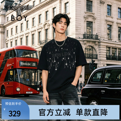 BOYLONDON个性潮牌流星印花休闲高街短袖夏季男女同款T恤N01058