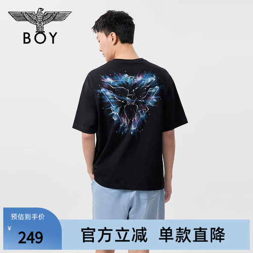 【赛博星云】BOYLONDON夏季潮牌个性星空印花短袖情侣款T恤N01150