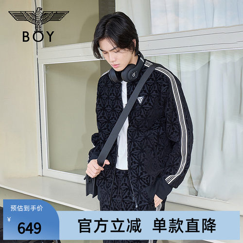 BOYLONDON春季情侣款三鹰标满印休闲潮牌棒球服外套N12015