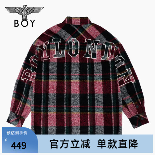 秋冬男女同款长袖格子衬衫休闲潮牌毛呢保暖外套N23007
