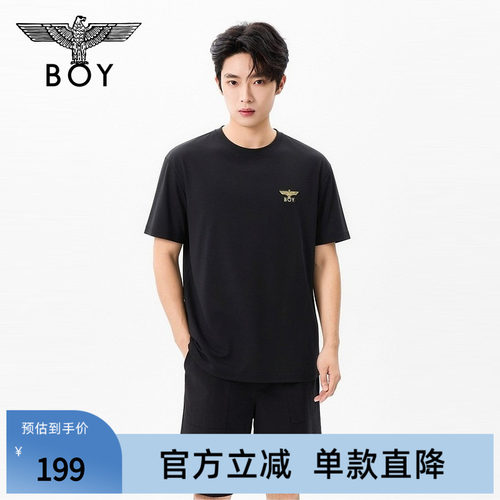 BOYLONDON夏日黑白圆领基础款男女宽松短袖26年纯棉百搭T恤N01968