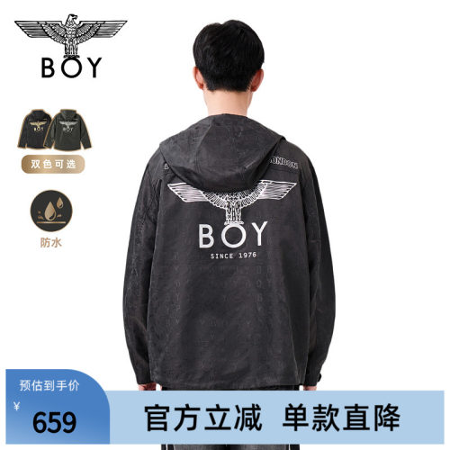 BOYLONDON潮牌夹克外套春季户外防水连帽上衣提花男女同款N23901