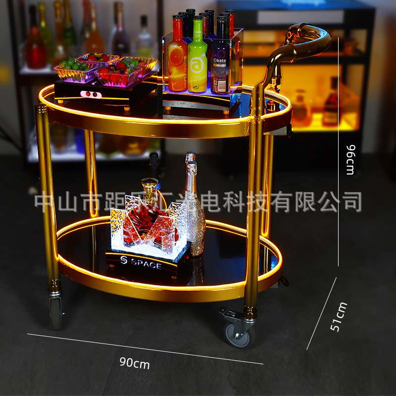 酒吧发光餐车酒店移动茶水车商用手推车KTV酒水车餐厅送餐手推车