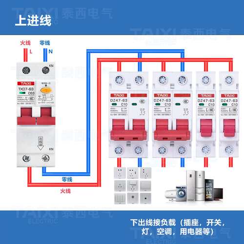 泰西TAIXI TXD7-63 2P36mm漏电保护断路器家用小型断路器空气开关
