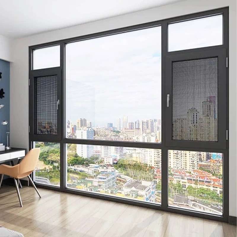 上海门窗断桥铝合金平开窗别墅自建房封阳台隔音窗纱一体金属门窗