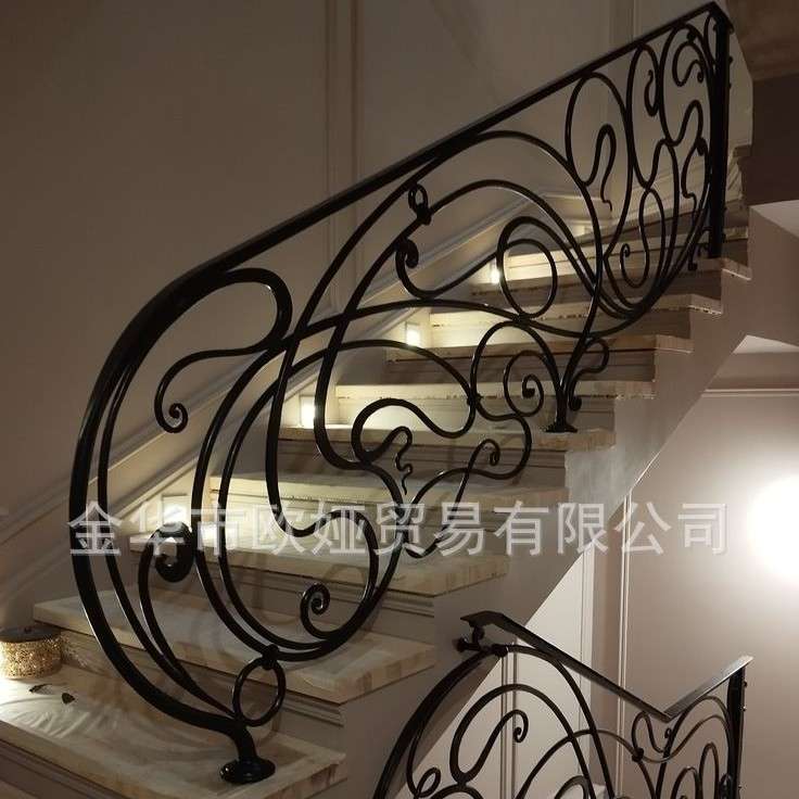 法式锻打铁艺楼梯栏杆扶手欧式铁艺护栏阳台防护栏拱门雨棚凉亭