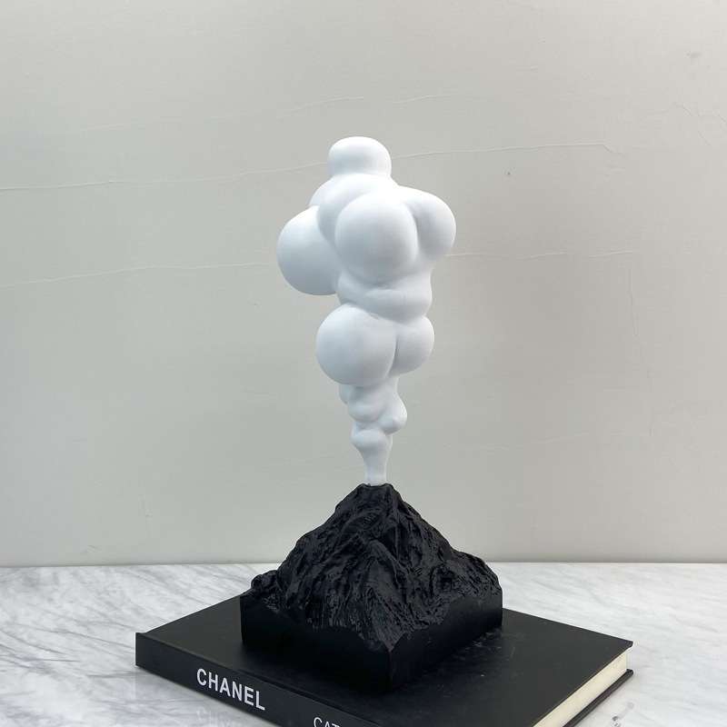 现代简约黑白创意趣味火山喷发摆件 客厅电视柜样板房装饰品