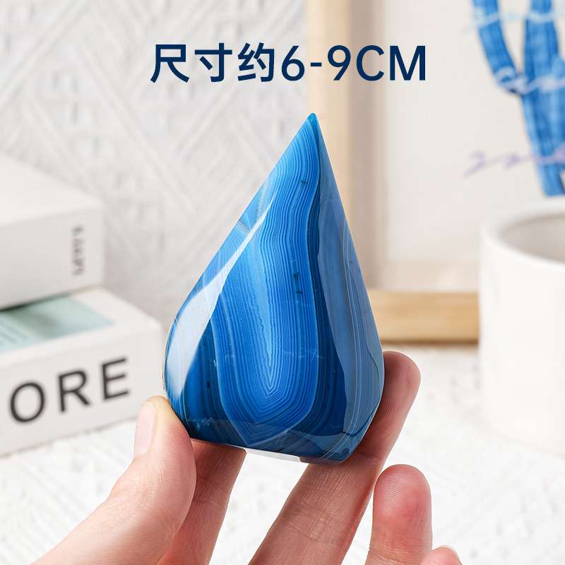 天然蓝玛瑙小火苗摆件天然水晶原石家居装饰水晶工艺品风水摆件批