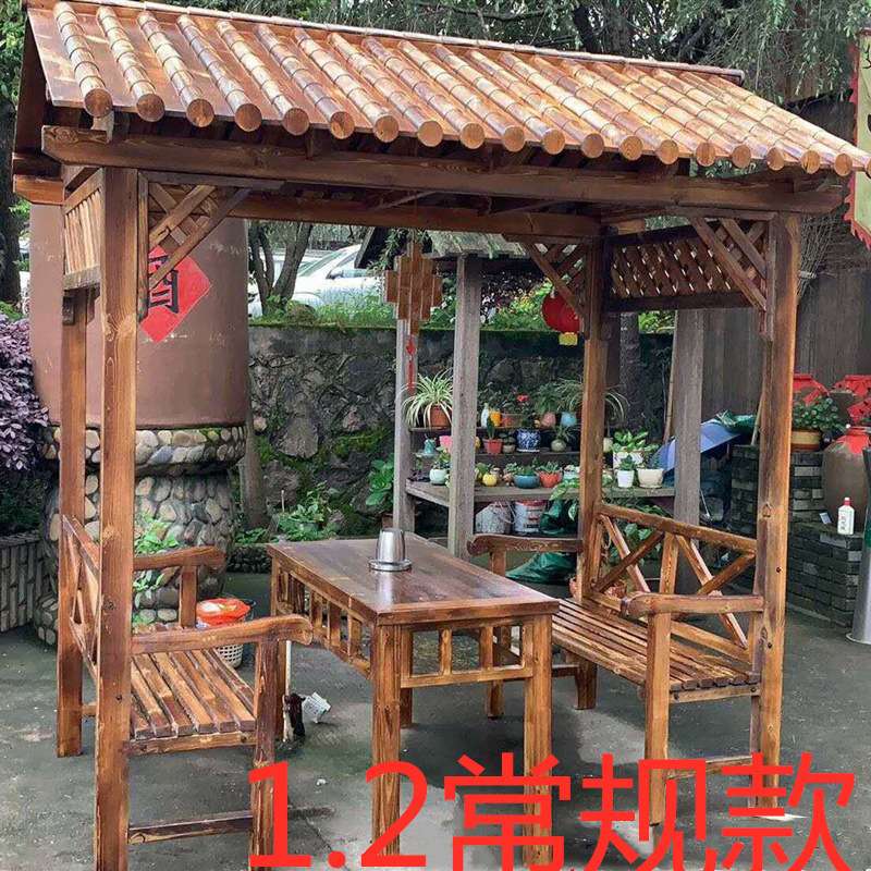 凉亭户外防腐实木别墅庭院花园现代农家乐简易桌椅爬藤架长廊架子