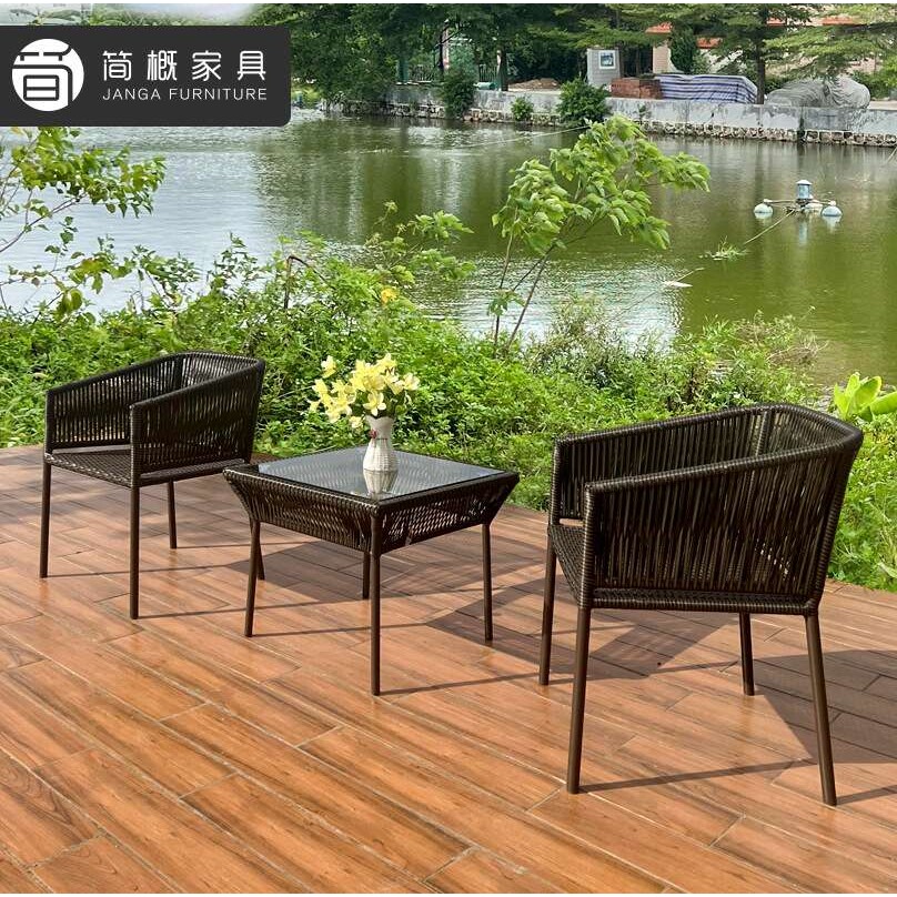 户外休闲家具庭院花园阳台藤椅手工编制桌椅室外露台防水防晒家具