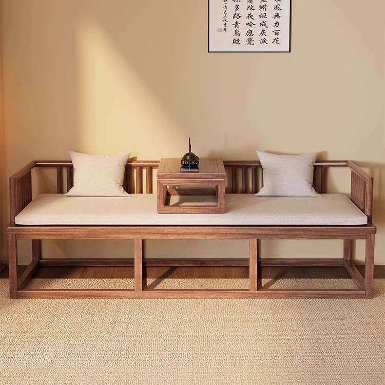 新中式实木罗汉床冬夏两用可储物客厅简约沙发床可伸缩折叠两用床