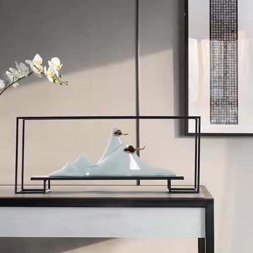 新中式家居摆设样板房间博古架软装饰品创意客厅玄关茶室禅意摆件