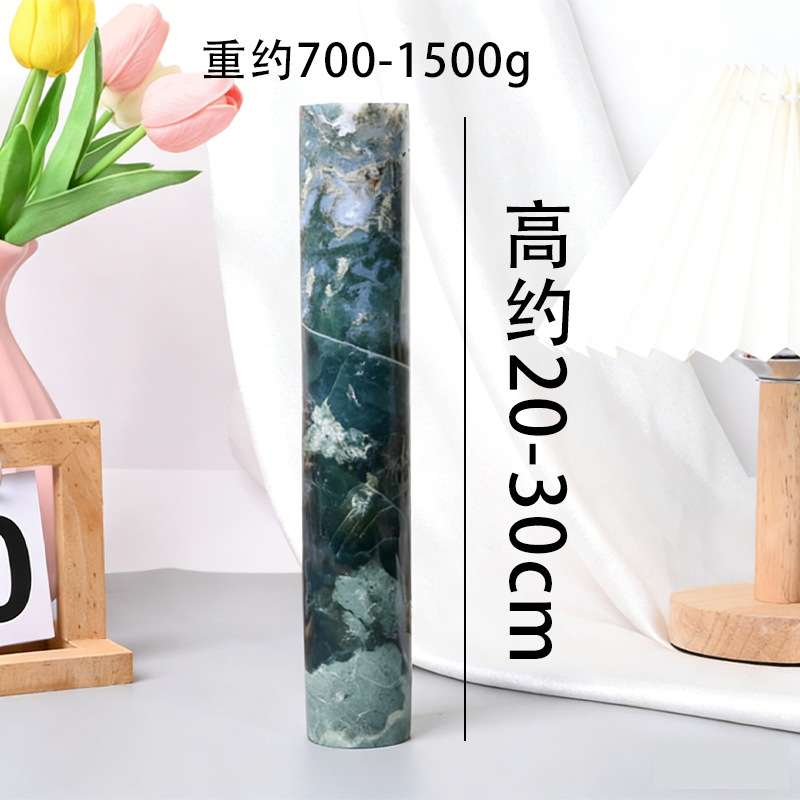 水草玛瑙圆柱摆件原石能量柱家居办公造景装饰玛瑙原石水晶摆件