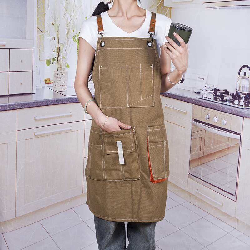 新款围裙工作服牛仔帆布奶茶店
