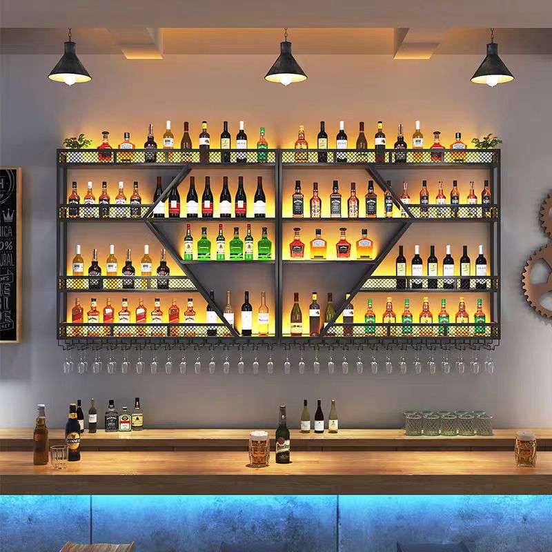 壁挂酒杯架倒挂酒柜灯光架吧台墙壁背景装饰红酒架摆件酒架置物架