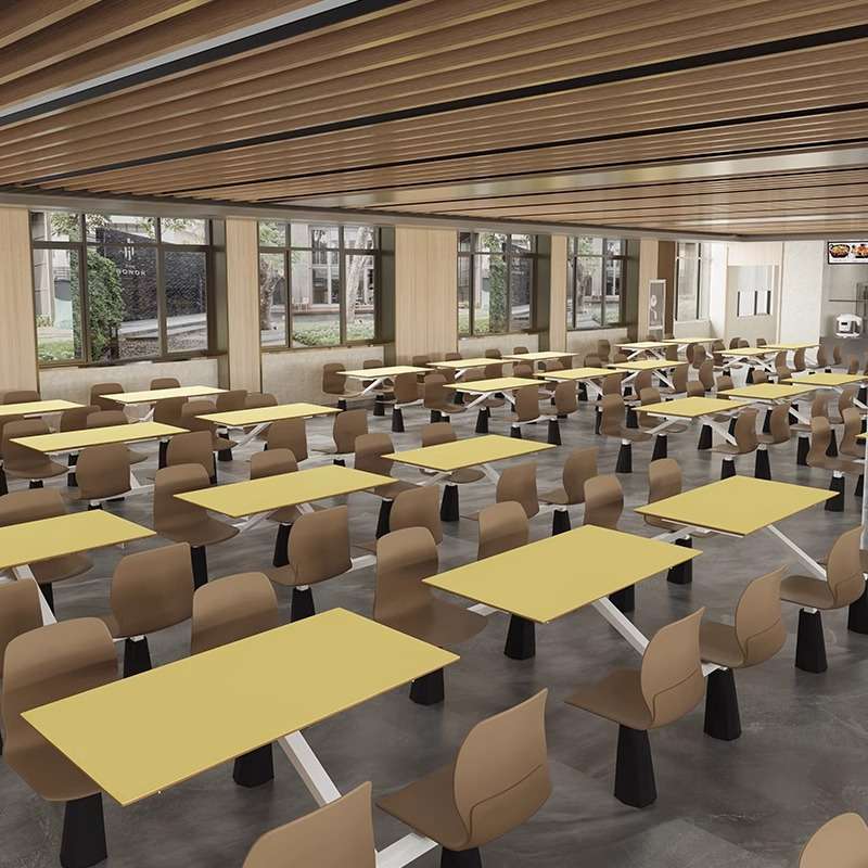 职员食堂餐桌椅公司饭店桌椅组合学校工厂食堂快餐店四人位餐桌椅