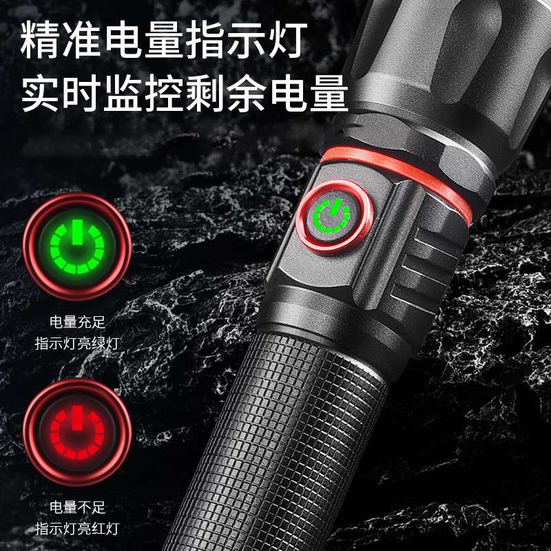 跨境新款P50手电筒多功能18650可充电AAA电池COB红蓝光磁铁工作灯