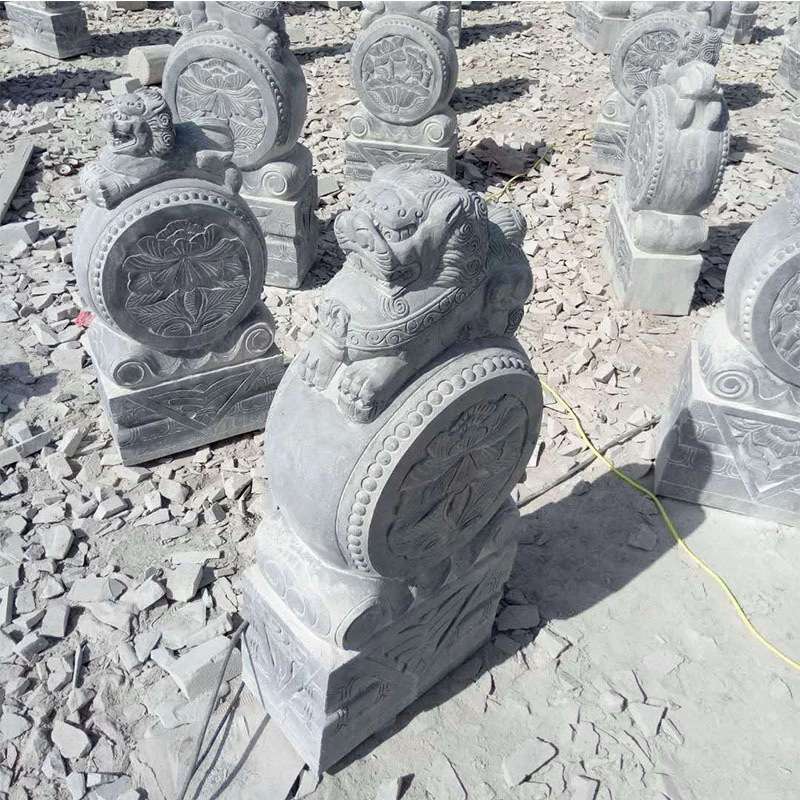 仿古石雕门墩摆件 青石老石鼓门墩 做旧貔貅麒麟石狮子门墩