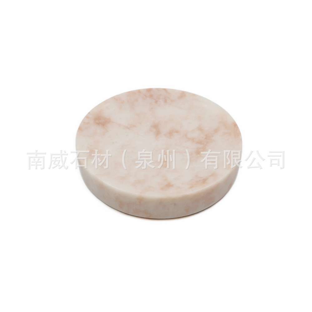 天然大理石肥皂盒圆形香皂碟卫生间洗手台免打孔收纳盘置物盘