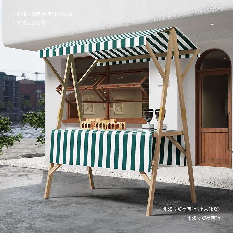 奶茶摆摊棚实木网红摊位展示架折叠桌子集市夜市促销移动花车