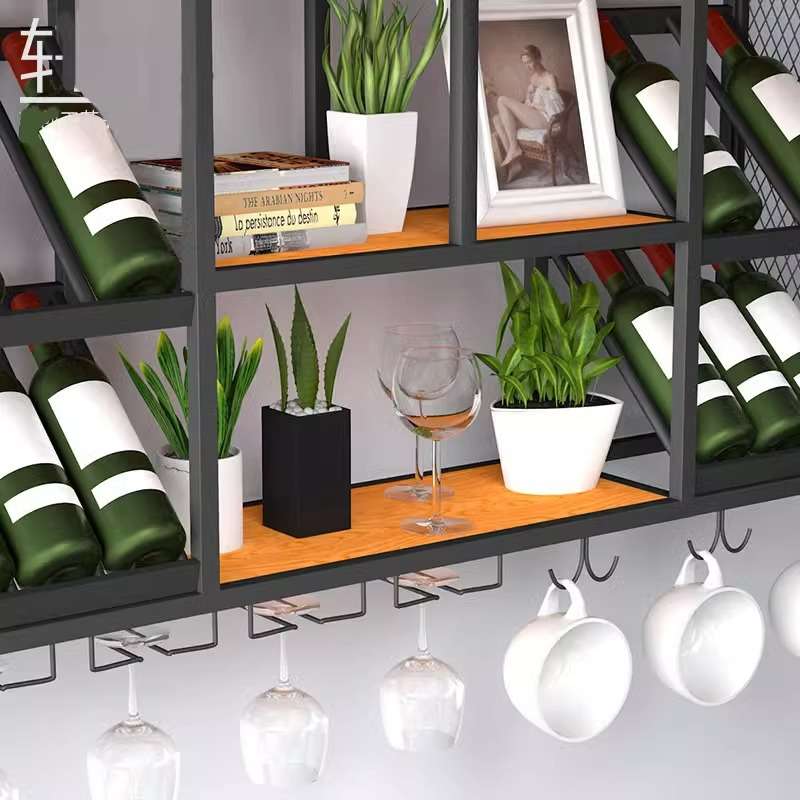 铁艺墙上置物架红酒杯架工业风吧台壁挂酒柜家用创意悬挂酒架摆件