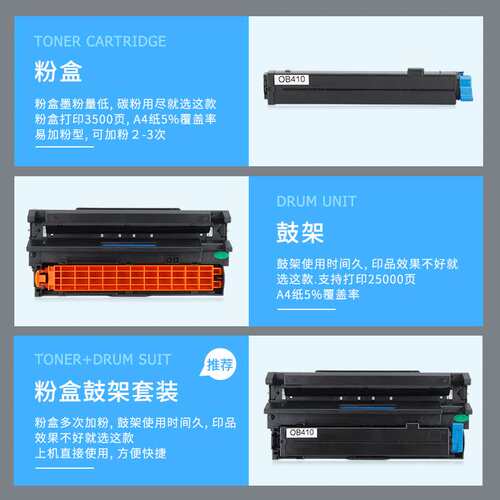 适用OKI B410dn粉盒OKI B410d B440dn墨粉 N22113b N22115b硒鼓架