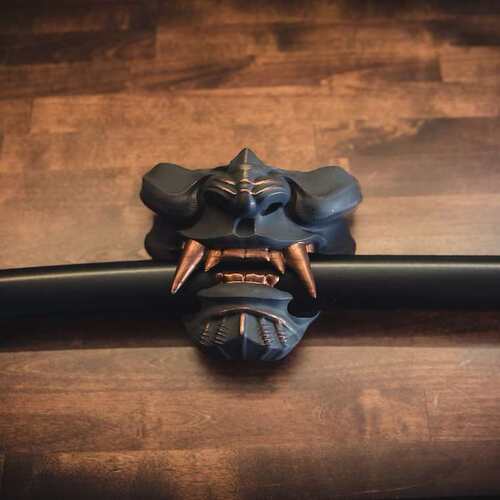 跨境Support mural pour masque Oni Katana日系黑武士恶魔鬼面具