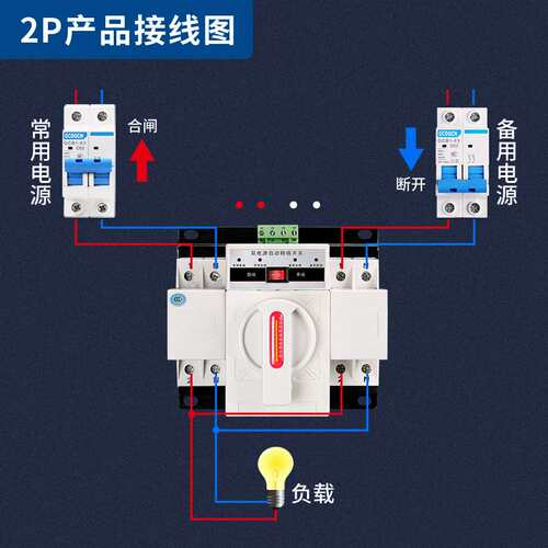 双电源自动转换开关2P 4P家用220V市电63A单相三相电CB级切换开关
