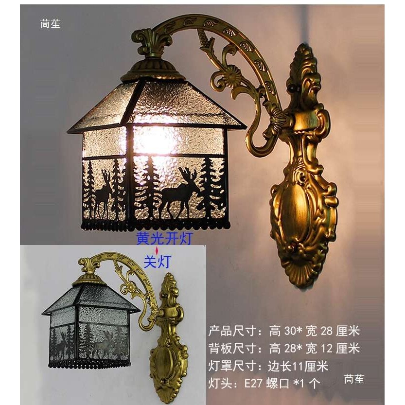 欧美玻璃灯饰式田园地中海风格阳台简约壁灯卧室床头过道壁灯镜前