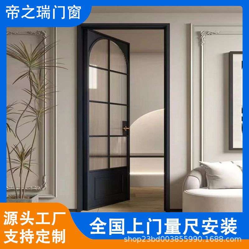 法式复古老铁门推拉门海棠花玻璃门铝合金防爆玻璃门复古平开门