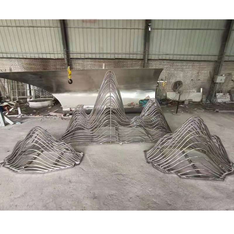 荷花荷叶摆件户外不锈钢雕塑园林景观花园庭院房产小区水景装饰品
