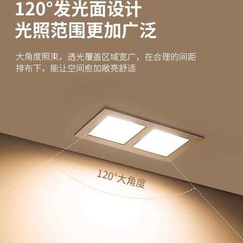 LED方形筒灯双头格栅灯浅防眩高显指Ra90灯高45mm客厅天花灯无铝