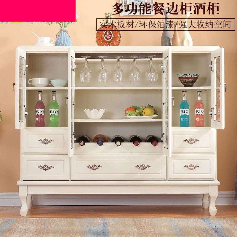 实木餐边柜 厨房碗筷柜柜玻璃展示橱柜酒柜客厅欧式储物收纳简约