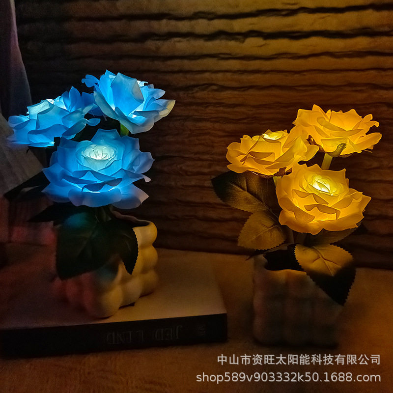 玫瑰小夜灯卧室床头睡眠气氛围感夜光花束花朵台灯装饰摆件创意